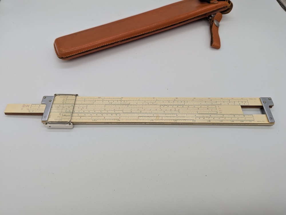 Vintage K&E Slide Rule With Leather Case