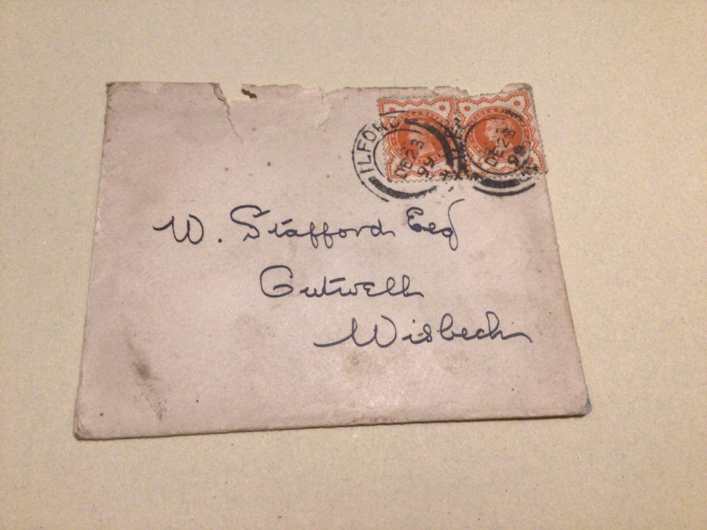 Ilford 1899 to Wisbech cover  A9549