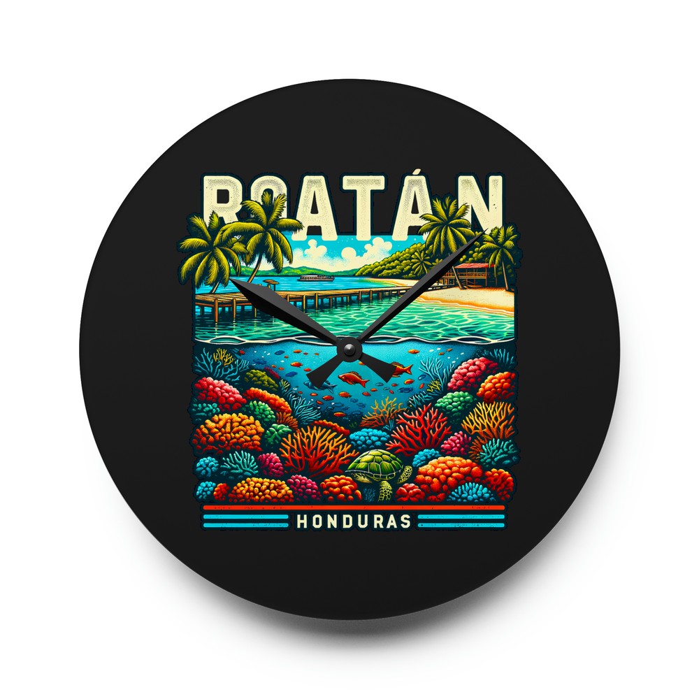 Roatan Honduras Wall Clock (Acrylic)