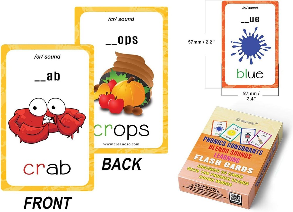 Phonics Consonant Blends Sounds Learning Cards (1-Deck)