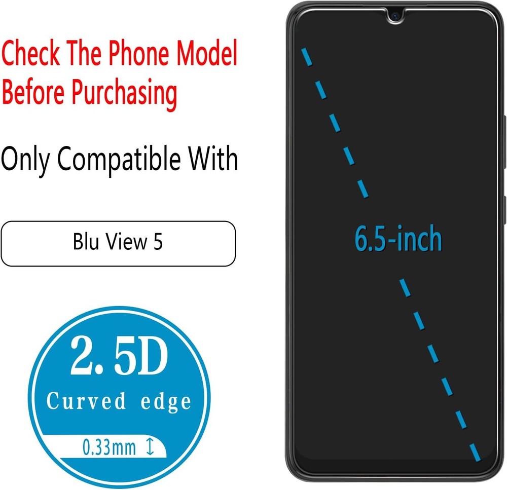 (2 Pack) Designed for BLU View 5 Tempered Glass Screen Protector, Anti Clear