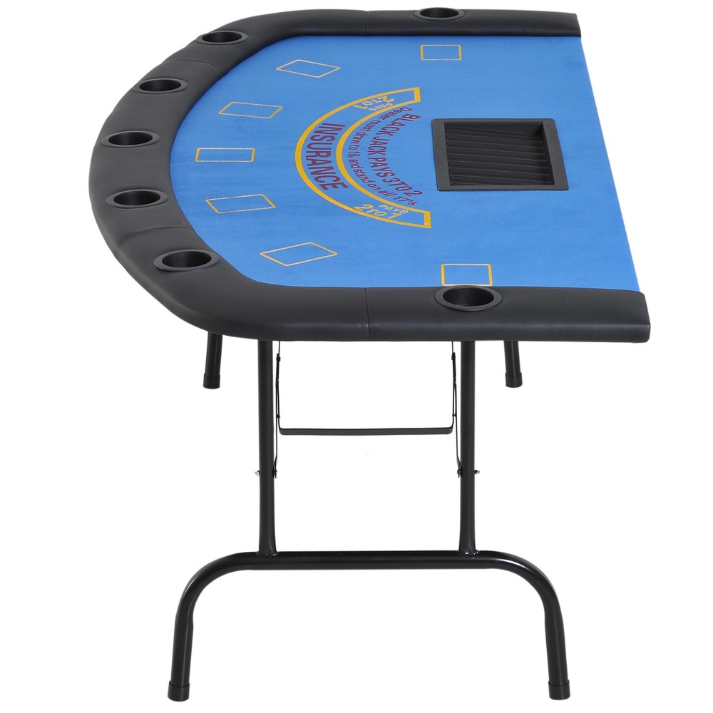72" 7 Player Octagon Folding Poker Table with Cup Holders