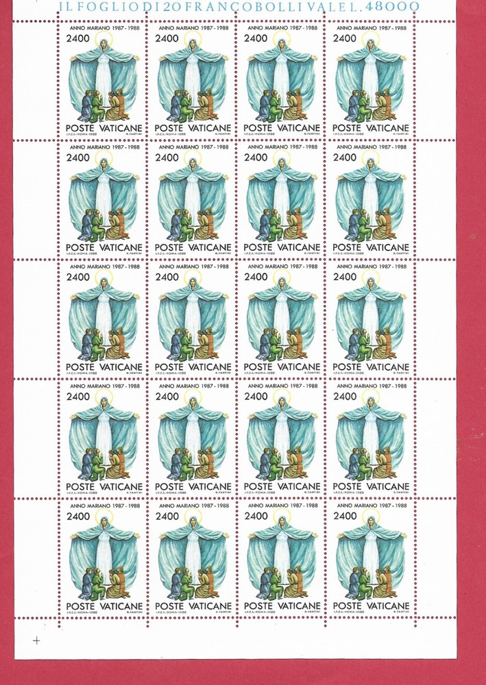 (FS241) Vatican Full sheets 1988 Marian Year MNH