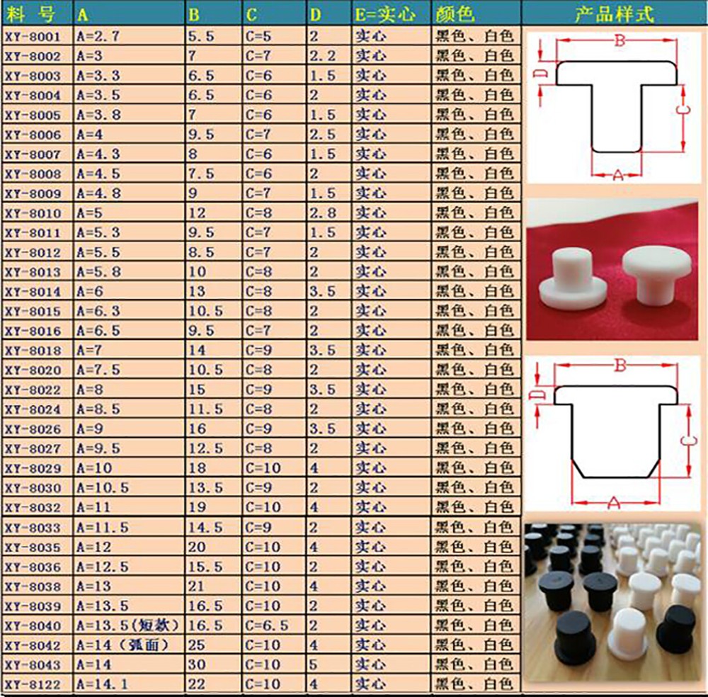 Black Silicone Rubber Solid Plugs Stopper End Cap Bungs Insert Seals Water-Proof