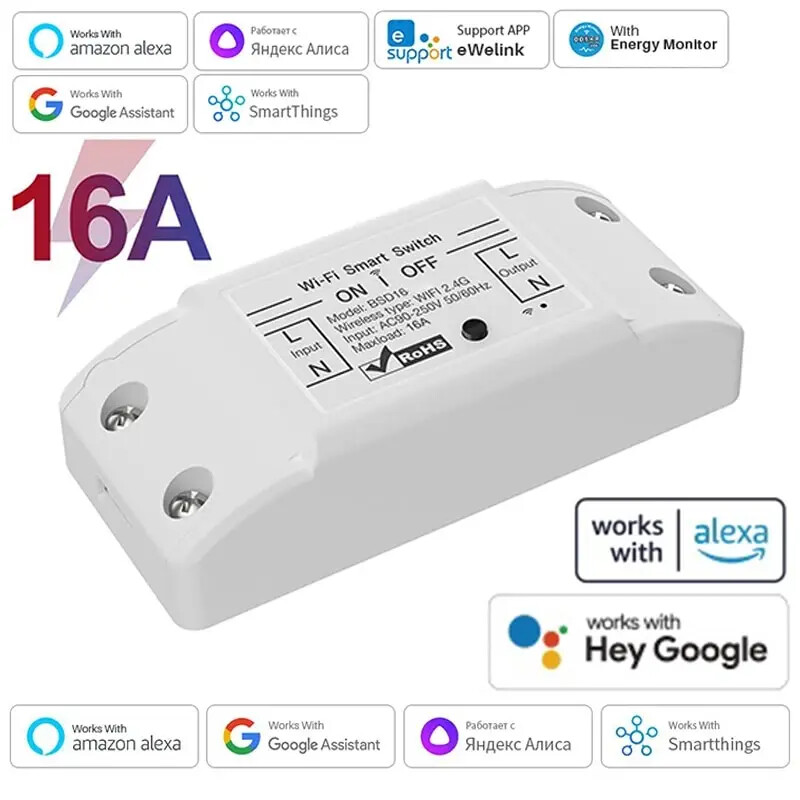 16A WiFi Smart Switch Home Wireless Control Switch Relay Breaker Remote Control