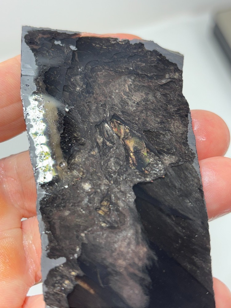 Fire Obsidian end cut Slab Lapidary Cabbing Knapping Combo ship avail