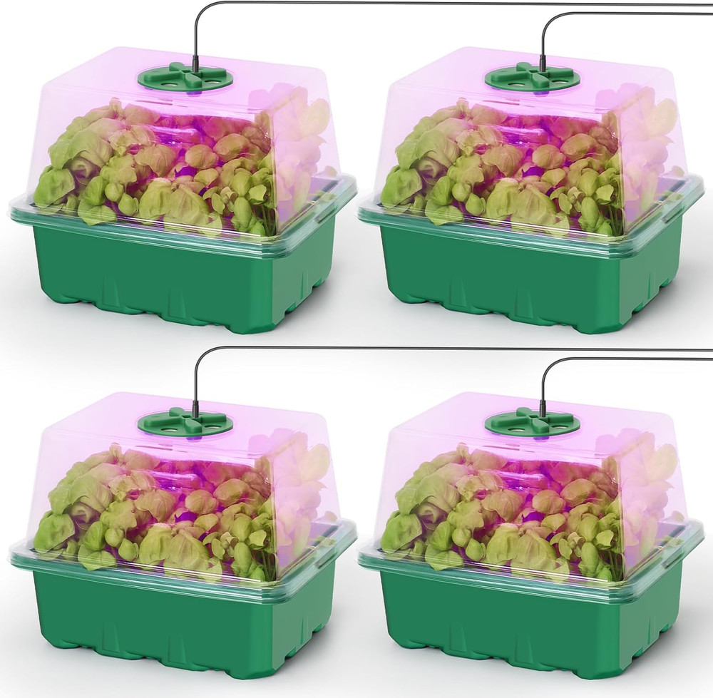 MIXC Seed Starter Kit with Grow Light, Elevated Seedling Tray Kit with Adjustabl