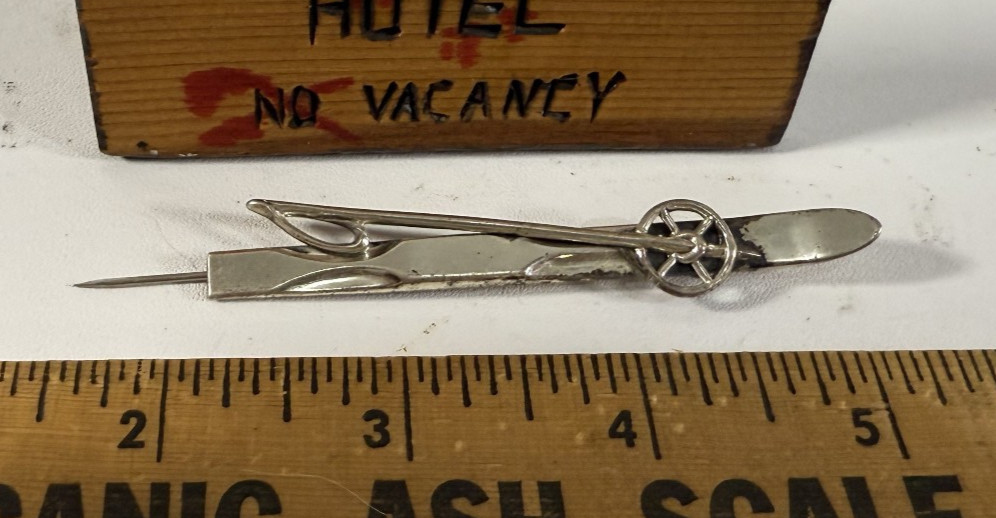 Beau Sterling Silver Snow Ski and Ski Pole, Skiing