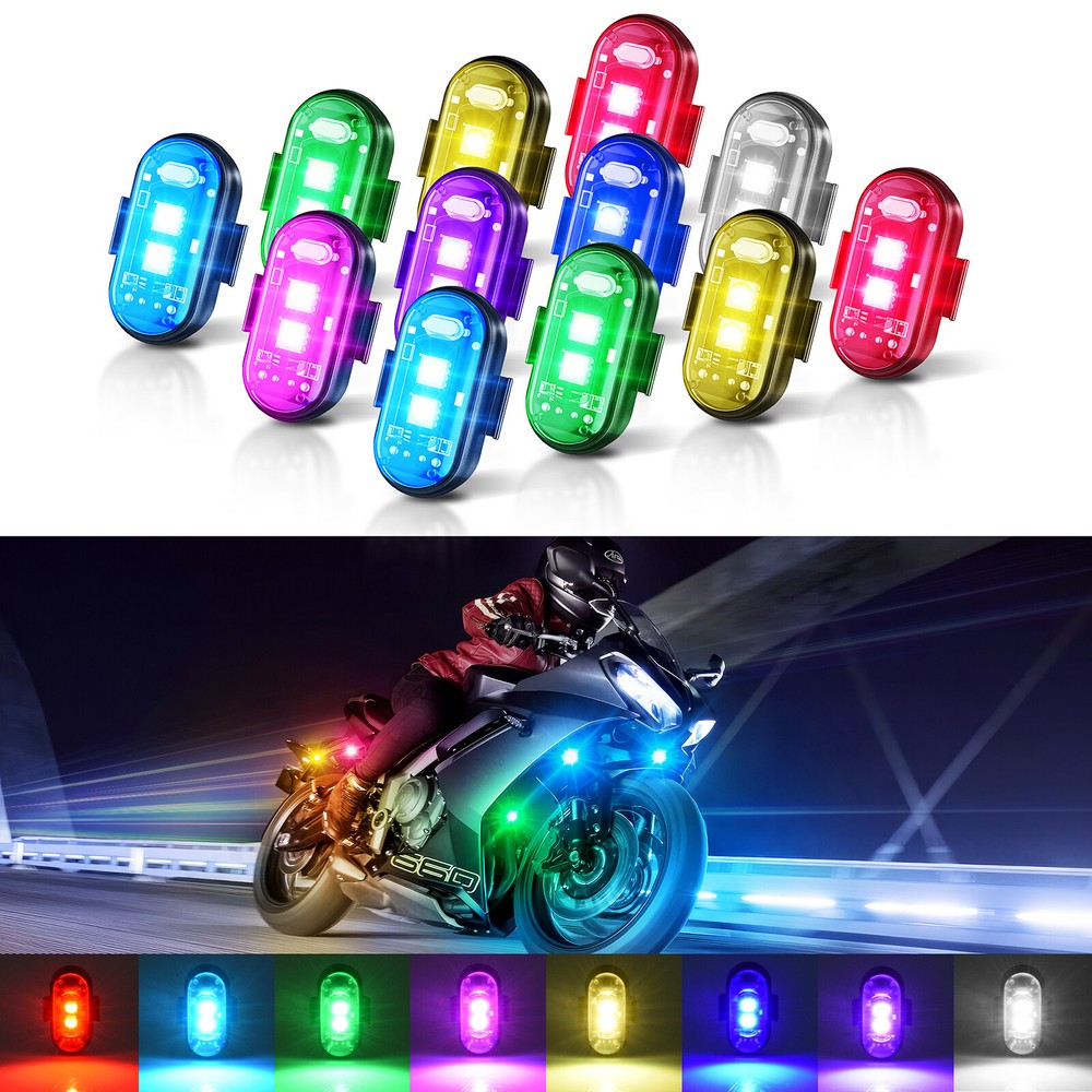 Wireless LED Strobe Lights, 12 Pcs USB Rechargeable Warning Lamp, Anti-Collision