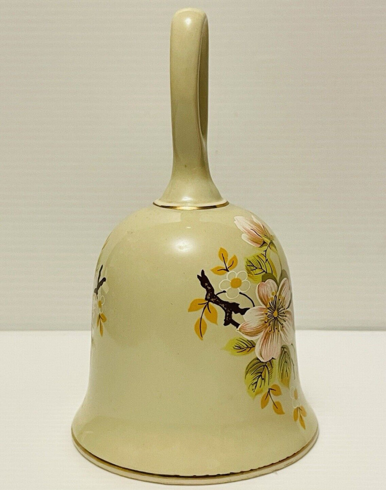 Sadler Apple Blossom Pattern Hand Bell 6 " tall with Clapper from England.