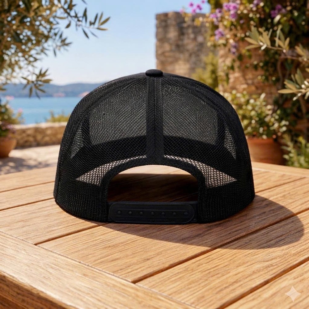 Fox Embroidered Trucker Hat Snapback Mesh Cap Adjustable Black