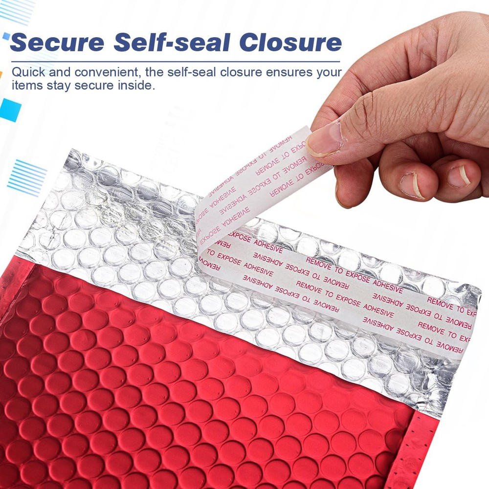 Metallic Matte Red Bubble Mailers Mailing Padded Envelopes 6x10" 25pc,