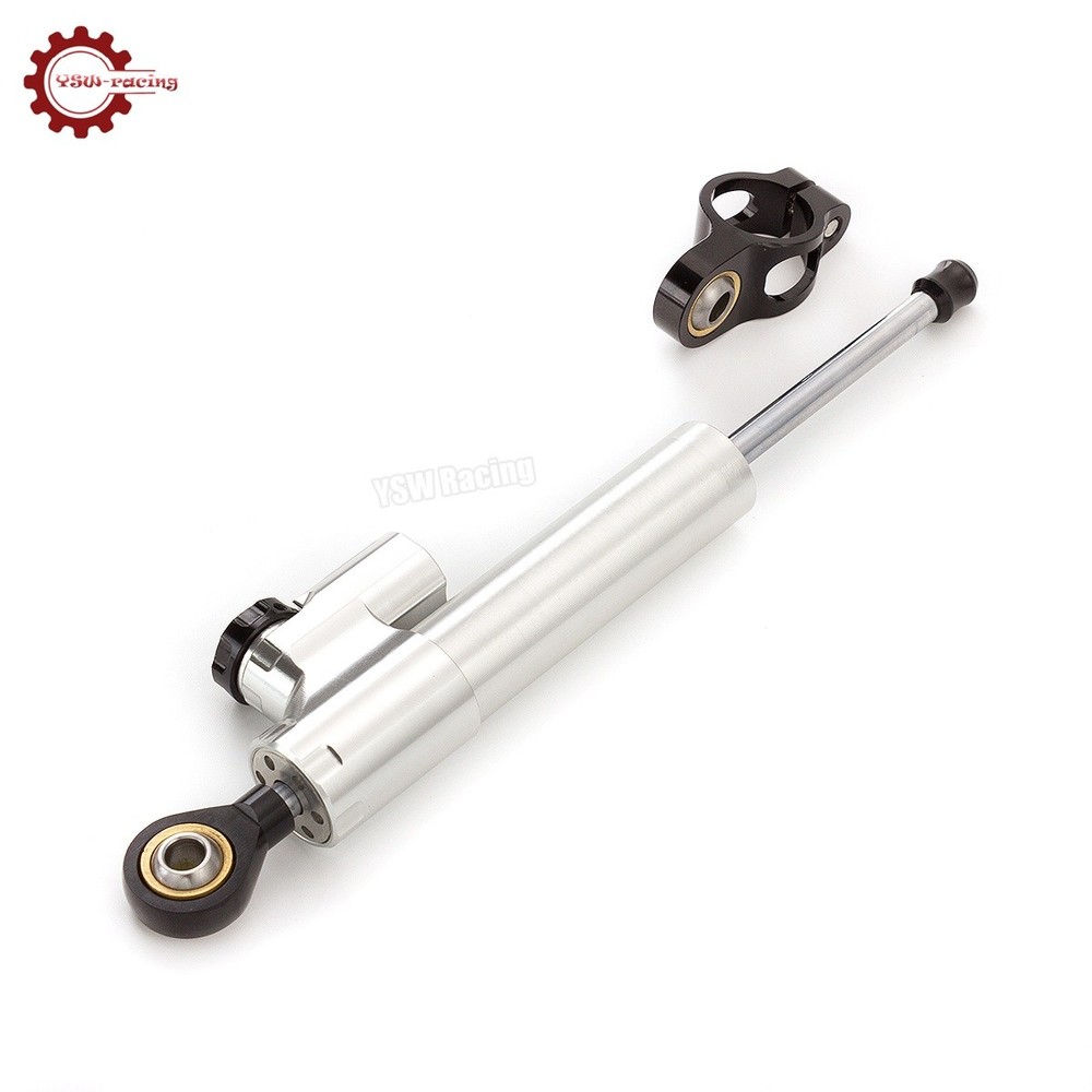CNC Silver Steering Damper Motorcycle Stabilizer Linear Reversed Safe Control US