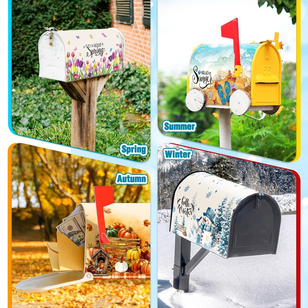 Magnetic Mailbox Covers Seasonal Set Spring Summer Fall Winter Durable Style
