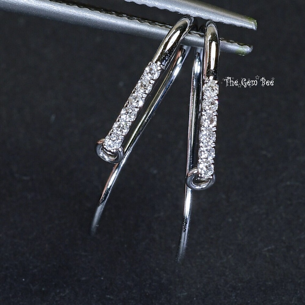 12mmx15.5mm 14k Solid White Gold Diamond Earwires PAIR