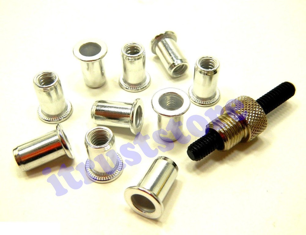 RIVNUT INSERT INSTALLATION TOOL GUN PULLER & 40 RIV-NUT NUTSERT RIVET RIVETER