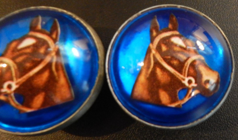 Bridle Rosette Matching Set - Blue Glass & Extra Rosette!!