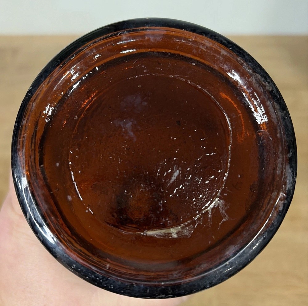 Antique Sanford’s Inks & Library Paste One Quart Bottle Embossed Amber 9.5”x3.5”