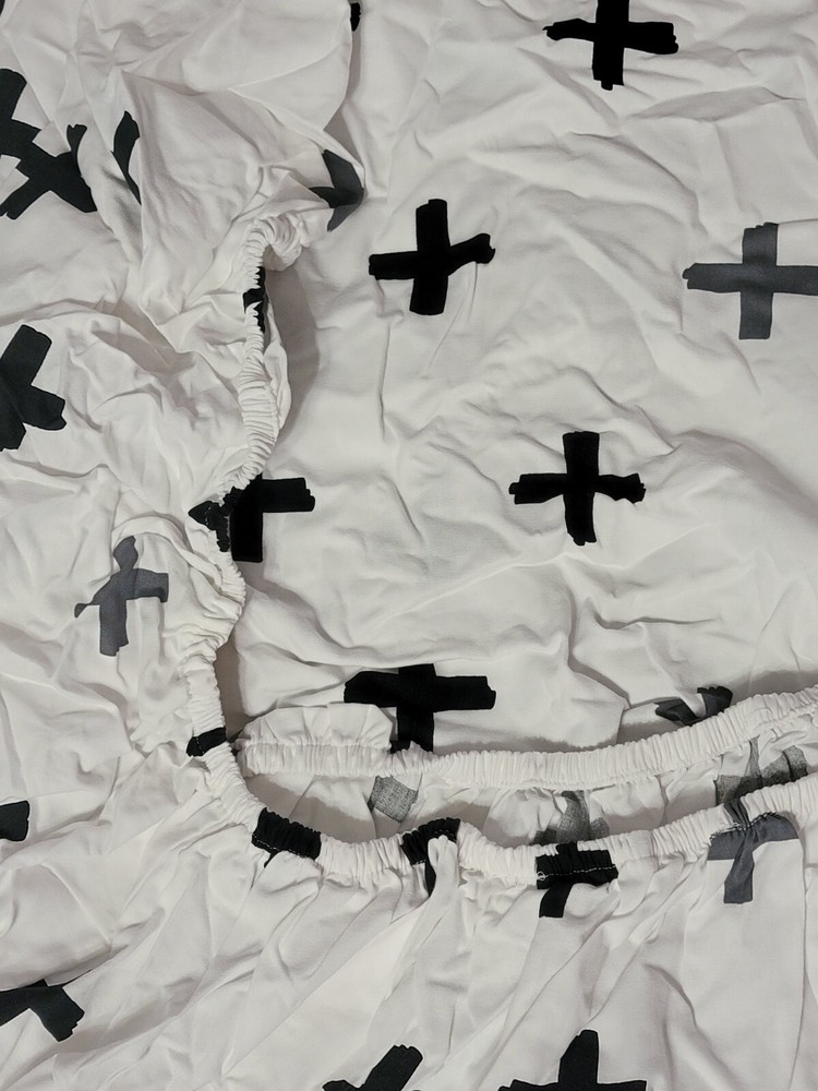 Cloud Island Black Grey and White Fitted Crib Sheet