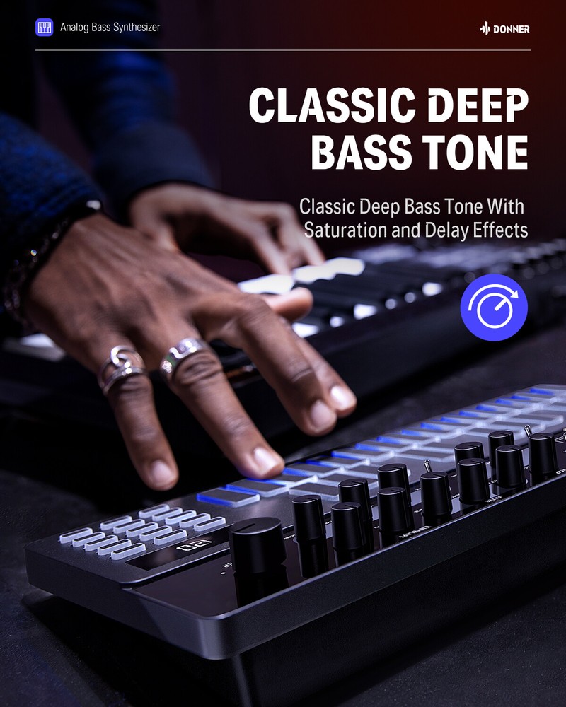 Donner B1 Analog LED Bass Synthesizer Sequencer DJ Controller Beat Drum Machine