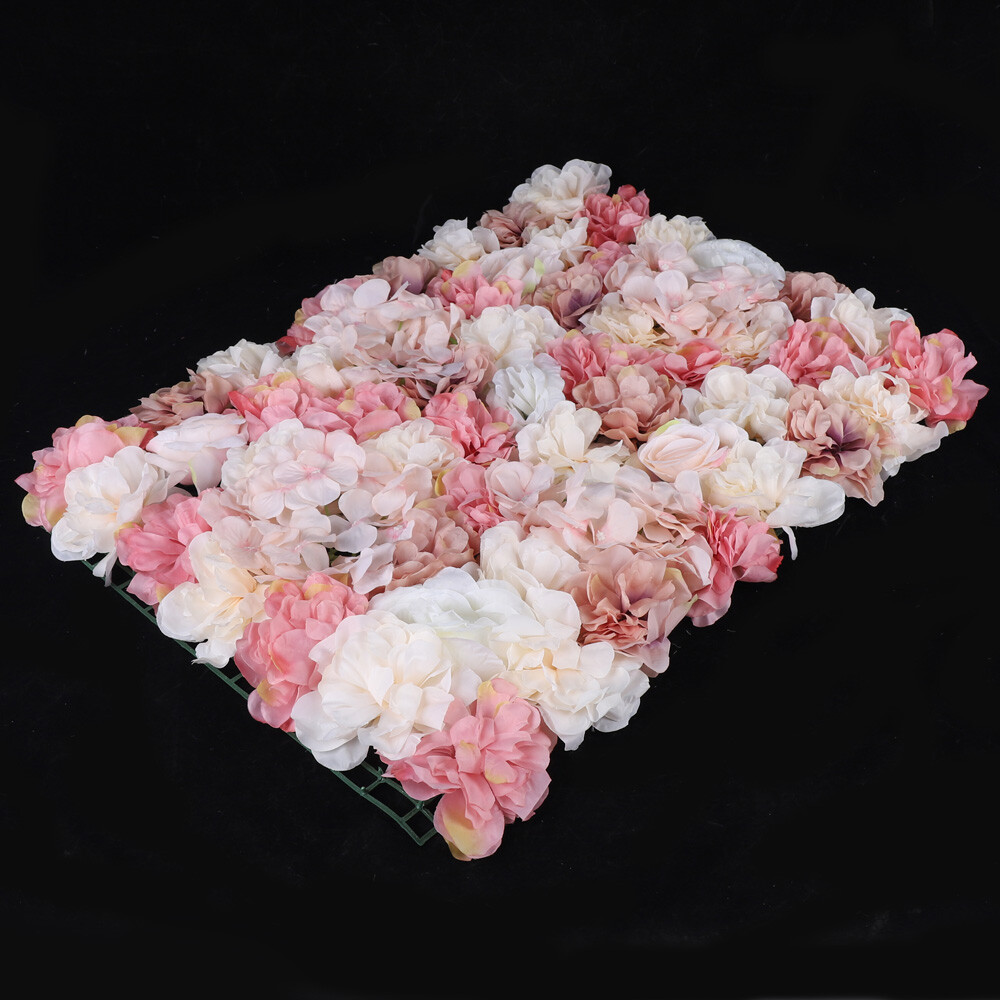6pcs Artificial Rose Flower Wall Hydrangea Panel Background Wedding Party Decor