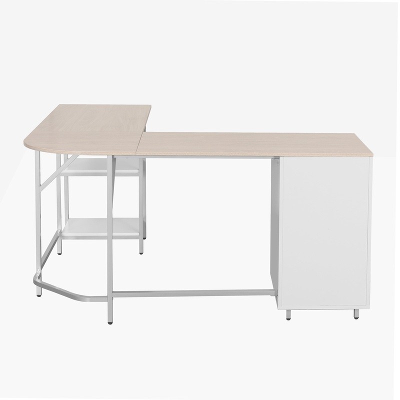 L Shaped Computer Desk W/ Storage Drawers Adjustable Open Shelves Efficiency New