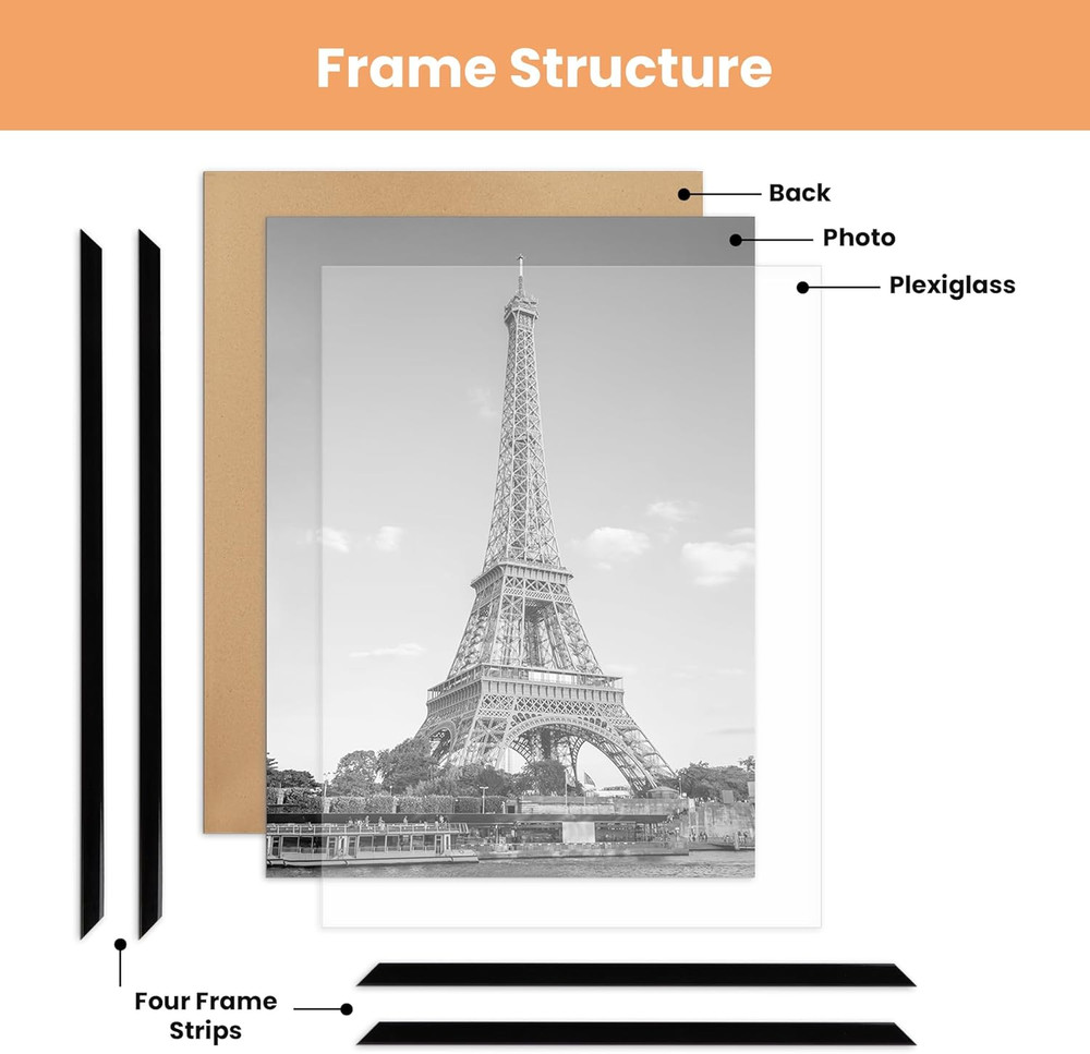 18 x 24 Picture Frame Black 3 Pack Scratch Proof Poster Wall Mount