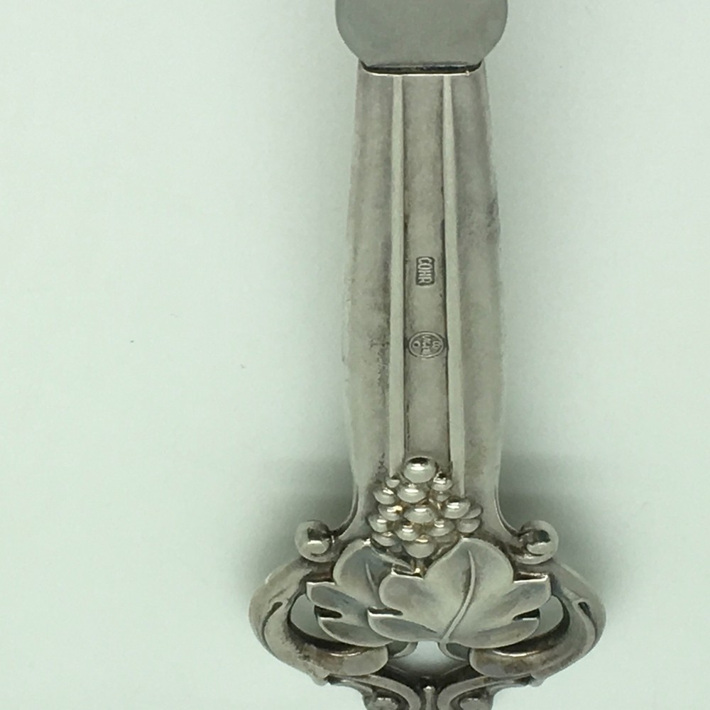 Carl Cohr Denmark Gravy Laddle Spoon Pierced Grapes Ridges Pattern 830 S Silver