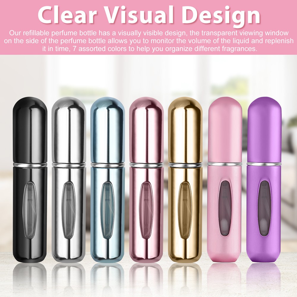 7X Mini Refillable Travel Portable Perfume Atomizer Bottles Spray Pump Case 5ml