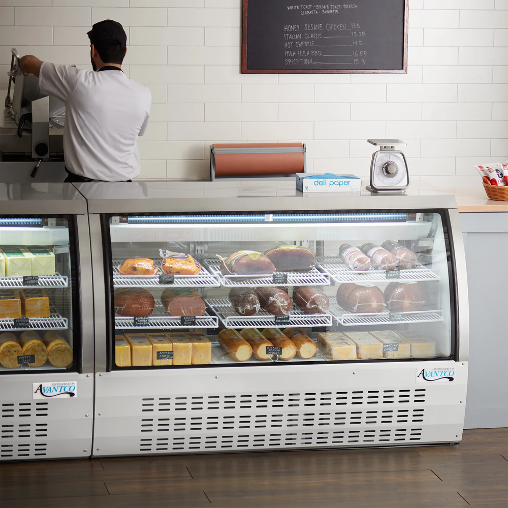 64" White Curved Glass Refrigerated Deli Case