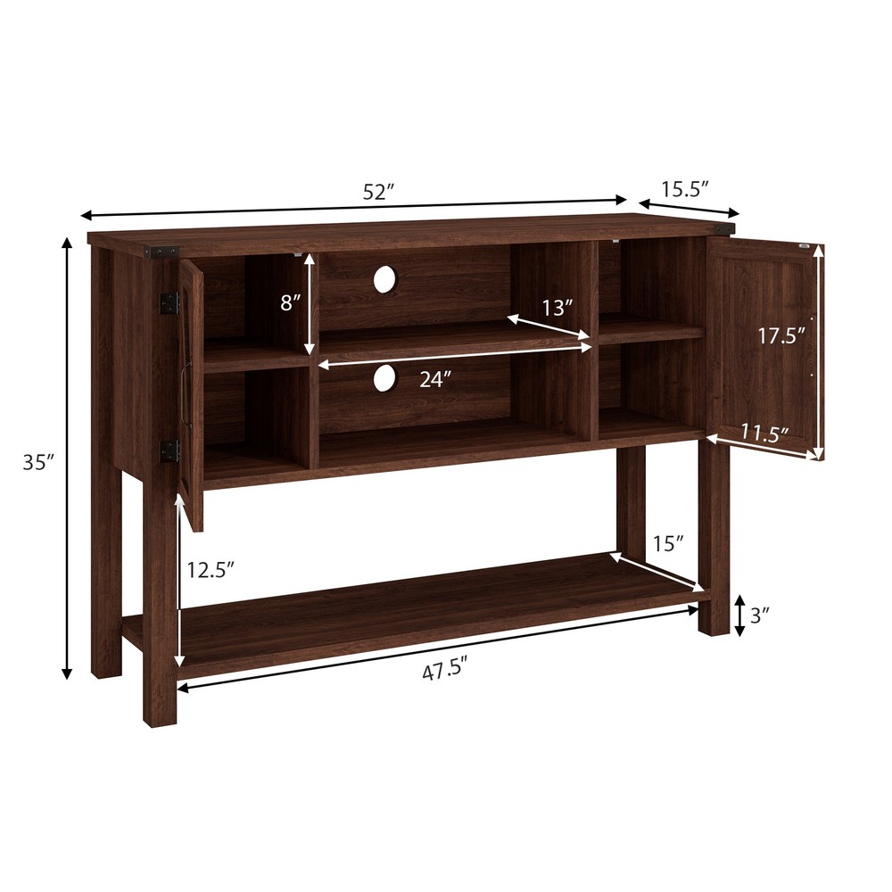 Costway Console Table Sideboard Buffet TV Stand w/ Storage Cabinets Bottom Shelf