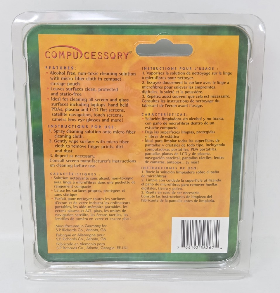 New Compuccessory Multi-Purpose Screen Cleaner & Cloth Set - Model 56267
