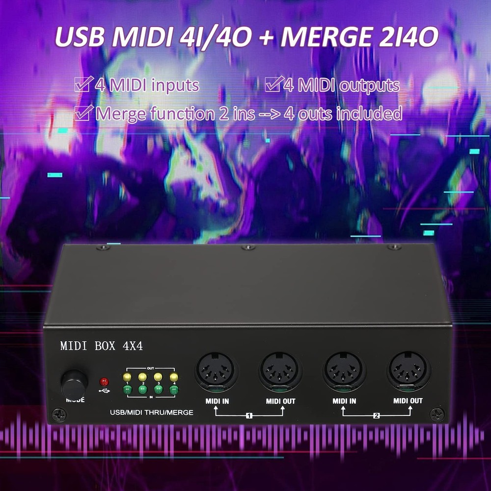 MIDI Interface USB MIDI Interface MIDI Box 4X4 devices for music 4 IN /4 Out ...
