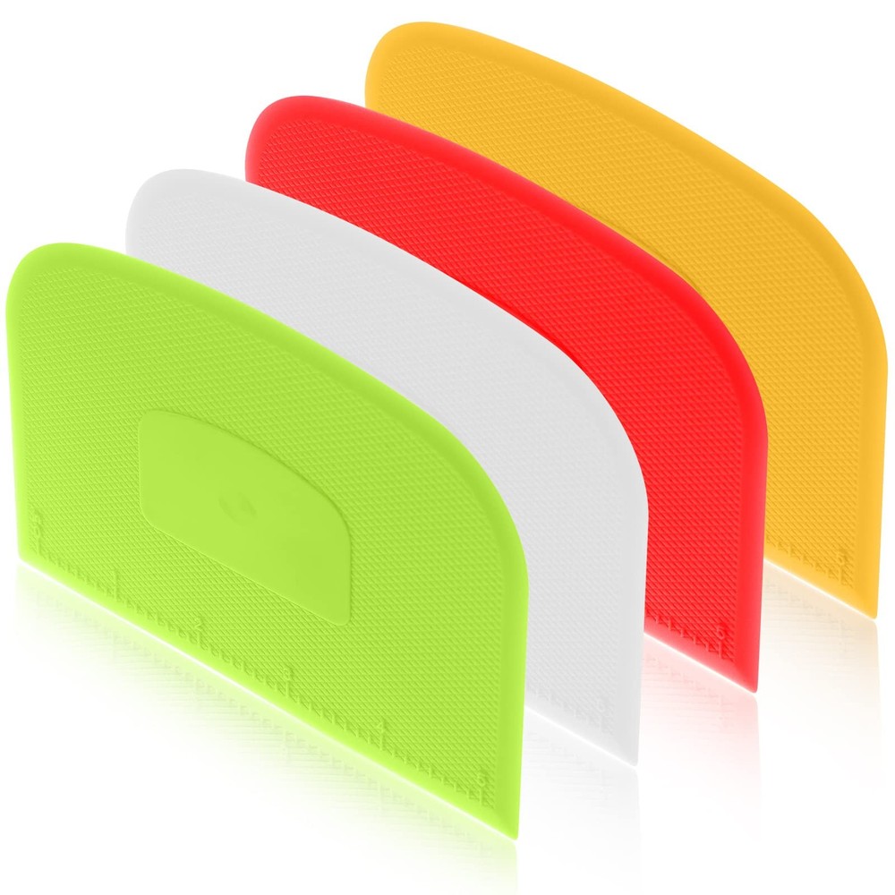 4 Piece Plastic Dough Scraper Bowl Scraper Flexible Multipurpose Food Scraper...
