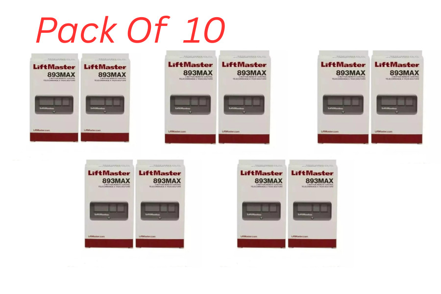 10 pack LiftMaster 893MAX 3-Button Garage Door Remote Control | Security+ 2.0