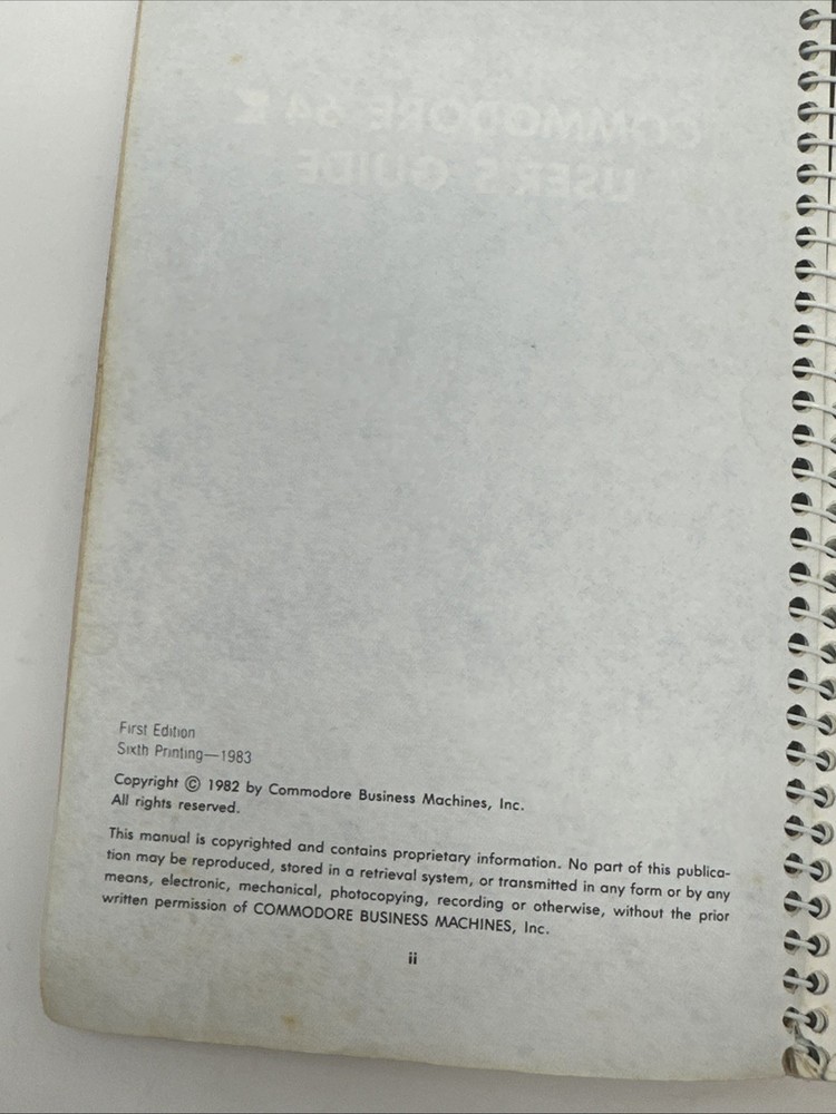 Vintage Commodore 64 User's Guide Book First Edition 1984 6th Printing
