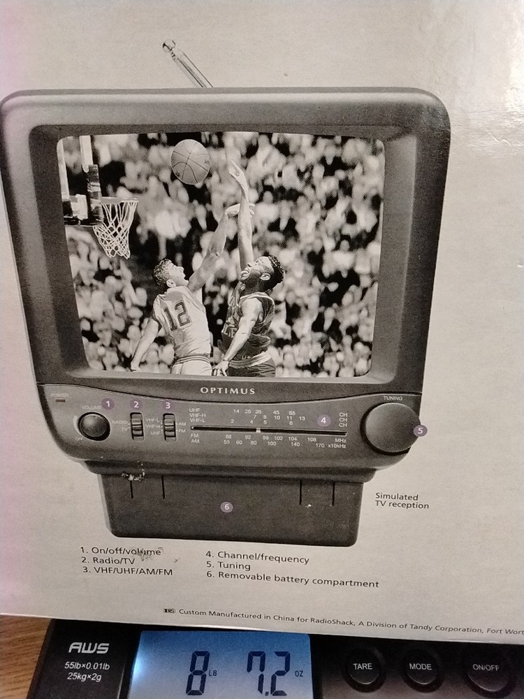 7" B & W Vintage Portable TV