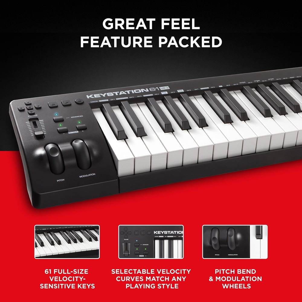 M-Audio Keystation 61 MK3 - Synth Action 61 Key USB MIDI Keyboard Controller ...
