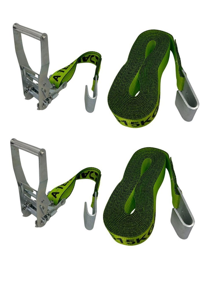 2”X30’ High Vis Ratchet Strap with Flat Hook 2 Pack