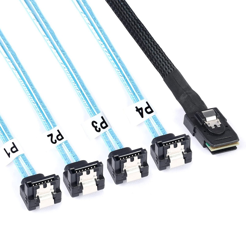 0.5M SFF-8087 to 90 Degree SATA Forward Breakout Cable Mini SAS Controller