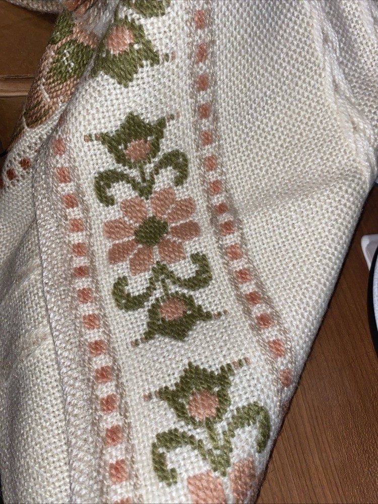 Two Vintage Woven Embroidered Table Runners Areda Heintextillen Germany