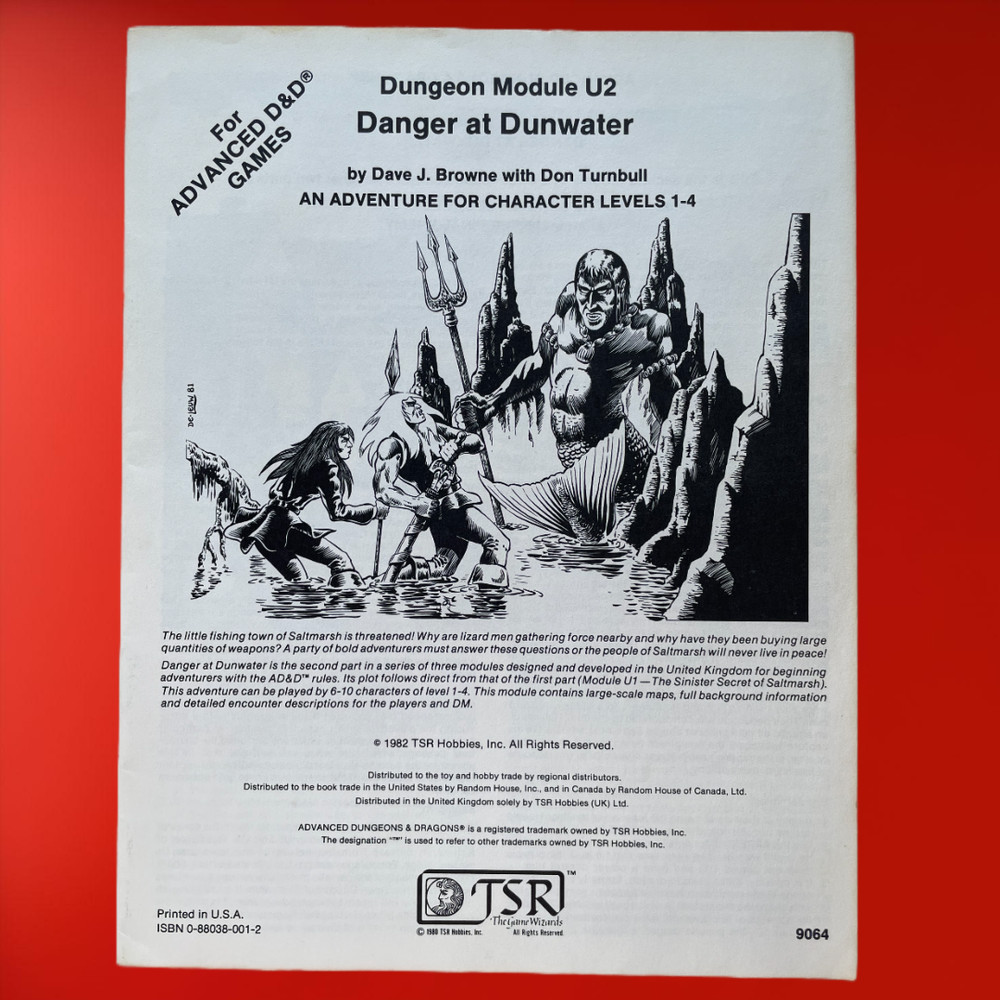 Danger at Dunwater U2 9064 Advanced Dungeons & Dragons 1e