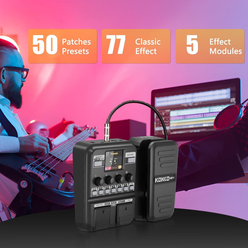 KMF-1 Multi Effects Guitar Pedal, 18 Amp/Cab Guitar Effects Processor with 77...