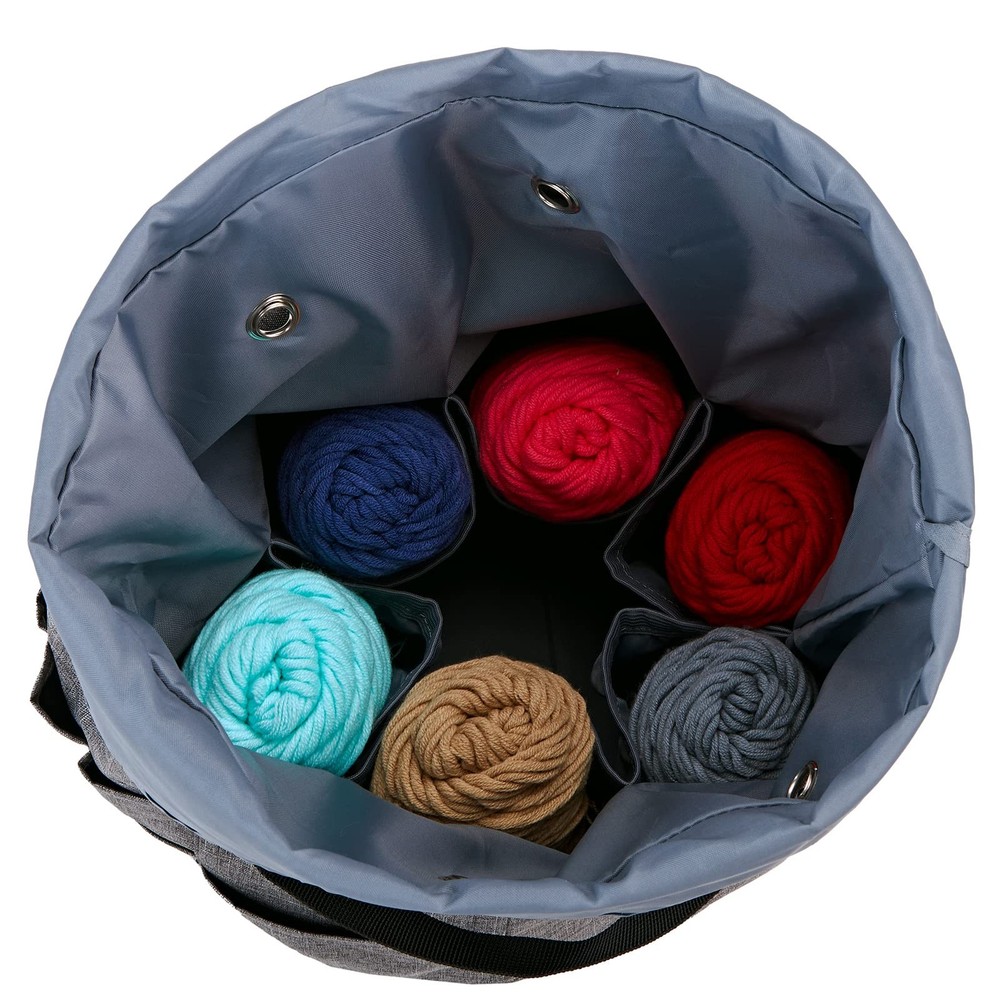 Large Crochet Bag with Customized Front Compartment for Knitting Accessories,...