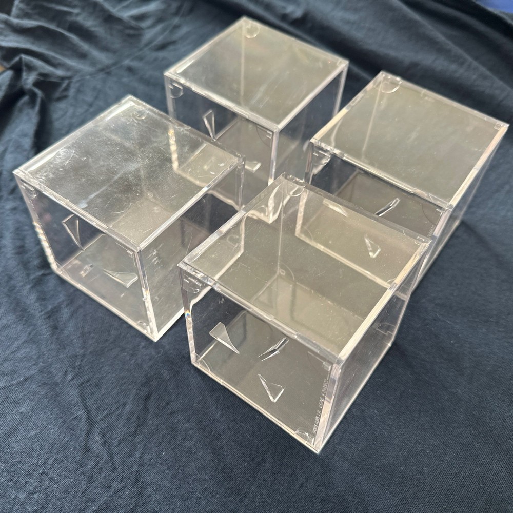 Baseball Display Case (4 Pack), UV Protected Acrylic Square Baseball Holder,