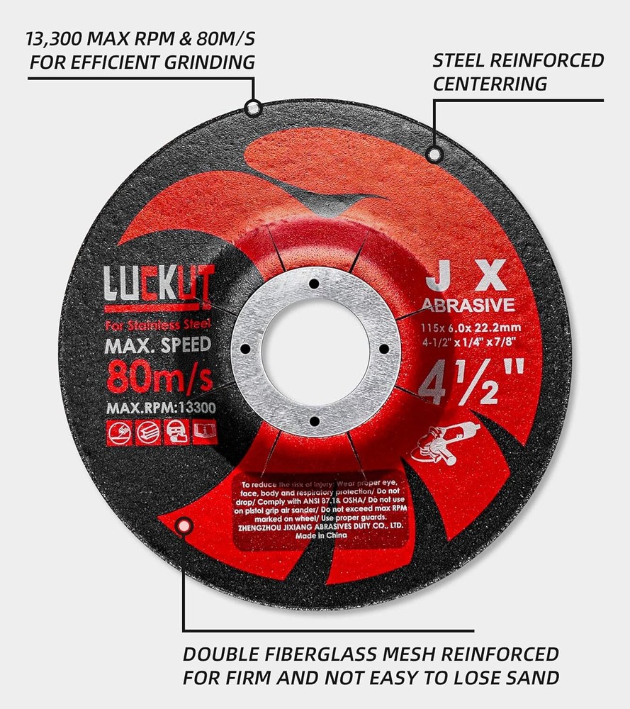 Aggressive 4-1/2'' x 1/4'' x 7/8'' Grinding Discs for Angle Grinders (10-Pack)