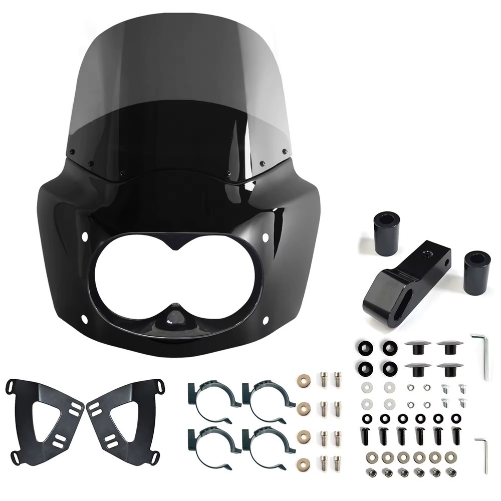 For Harley Dyna Fat Bob FXDF 2008-2017 Headlight Fairing Windshield & Mount Kit