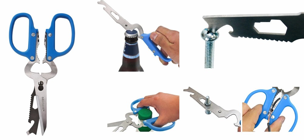 Evri Scissors Multi-Function 11 in 1 Kitchen Tool NEW Bottle Opener Fish Scaler