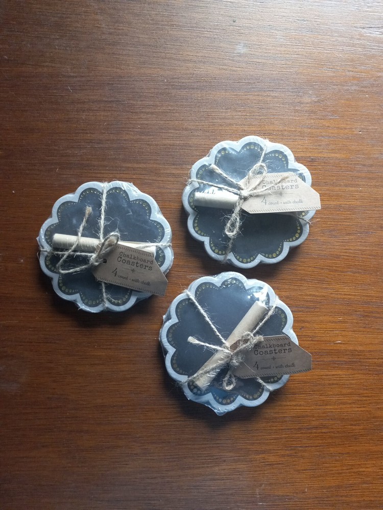 Chalkboard Coasters 4 Count With Chalk