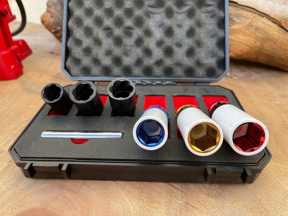 7pc Thin Wall Deep Impact Lug Nut & Twist Socket Set Bolt Extractor Stripped Nut